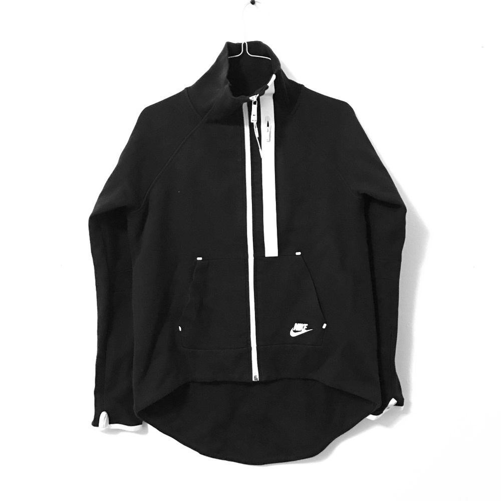 Nike moto Cape Sweatshirt Jacket in Black / white